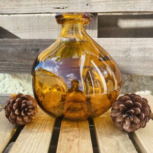Jarrón cristal reciclado ámbar 18cm