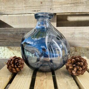 Jarrón cristal reciclado gris azulado 18cm