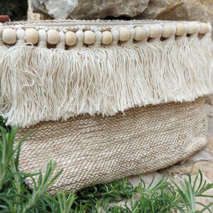 Cotton Handbag with wooden beads