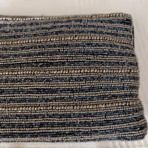 Cotton Fabric Clutch with Black and Grey Beads