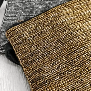 Woven Cotton Clutch with Golden Beads