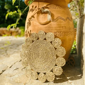 Salvamanteles de Rafia Flower color Natural