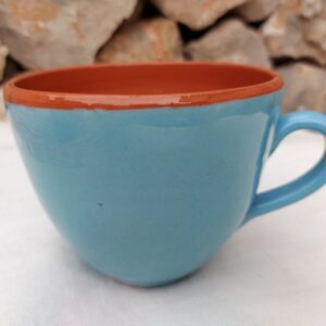 Taza Artesanal de barro color Turquesa