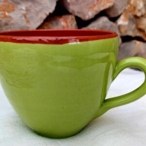 Taza Artesanal de barro de color verde Pistacho