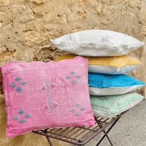 Funda de Cojín de Seda Rosa