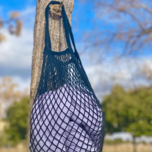 Black Two Handle Net Bag - Black Color