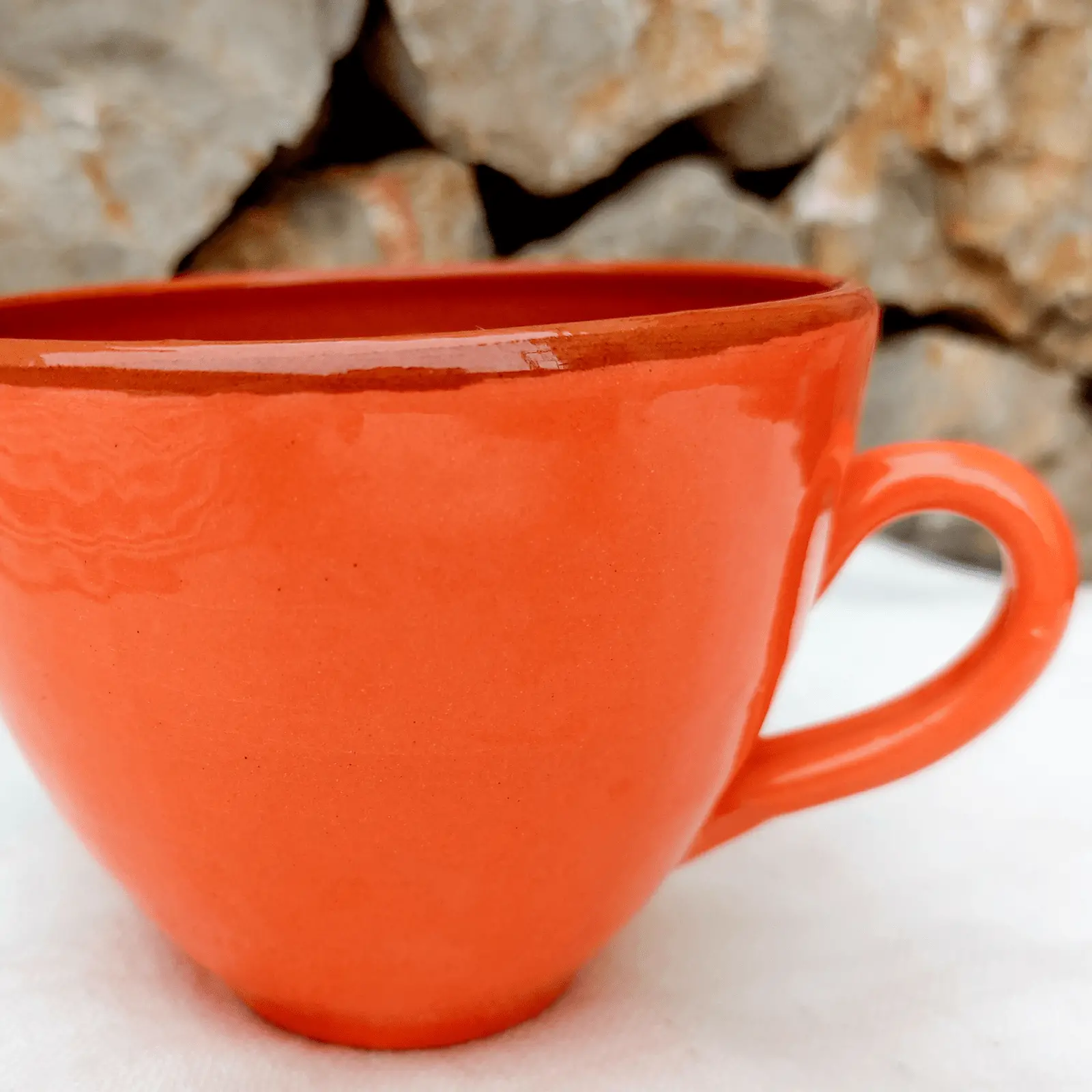 Handmade Clay Mug Coral Color - Image 2