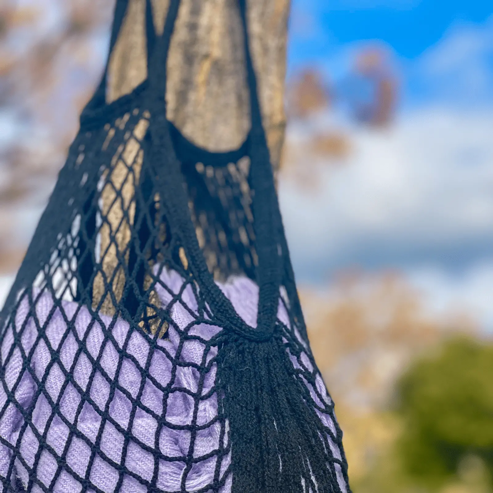 Black Two Handle Net Bag - Black Color - Image 4