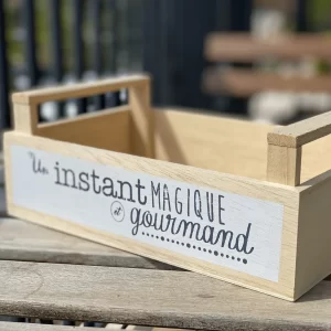 Caja de Madera Rectangular Blanca con Asas