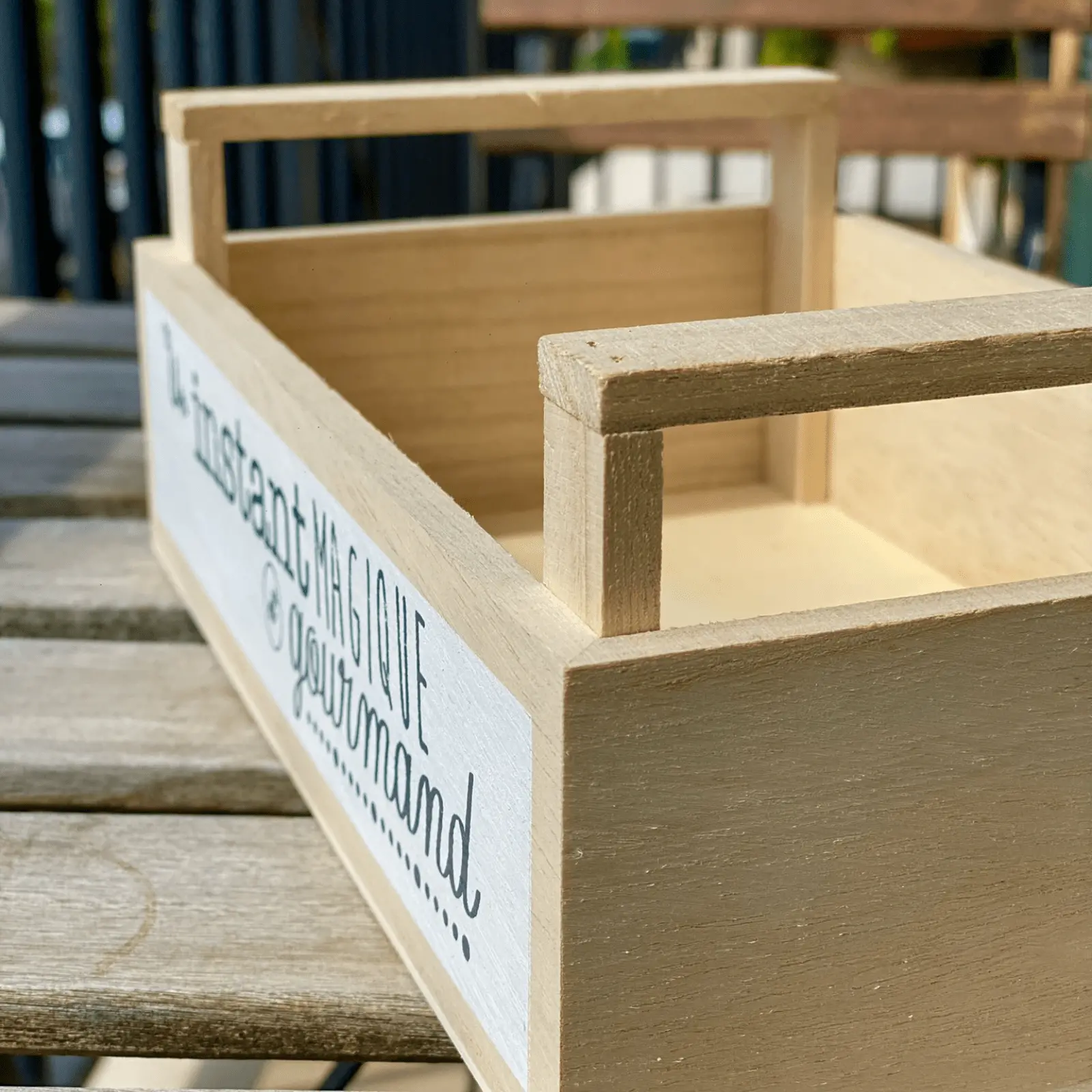 Caja de Madera Rectangular Blanca con Asas - Imagen 4