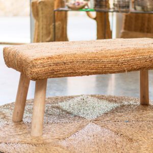 Banco long island de yute y madera 90x40x40