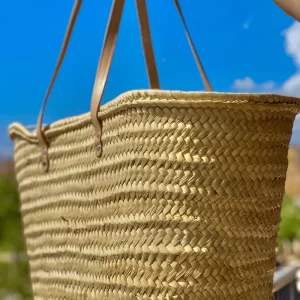 Boutelis Basket with Long Fine Leather Handle - Chic Style