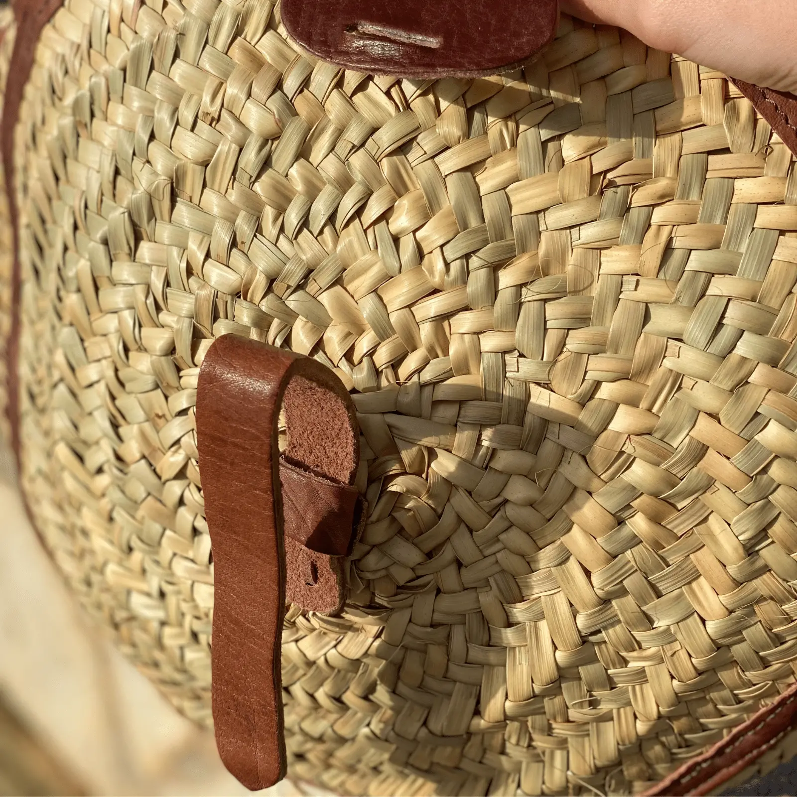 Round Palm Bag with Leather Flap - Image 5