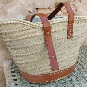 Reinforced Palm Bag with Leather Base and Leather Handle