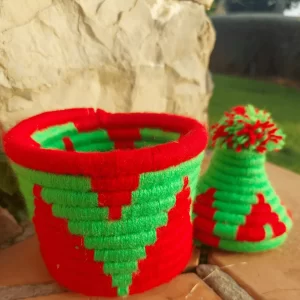 Bombonera Mini verde y roja artesanal hecha a mano