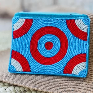 Turquoise beaded zippered wallet
