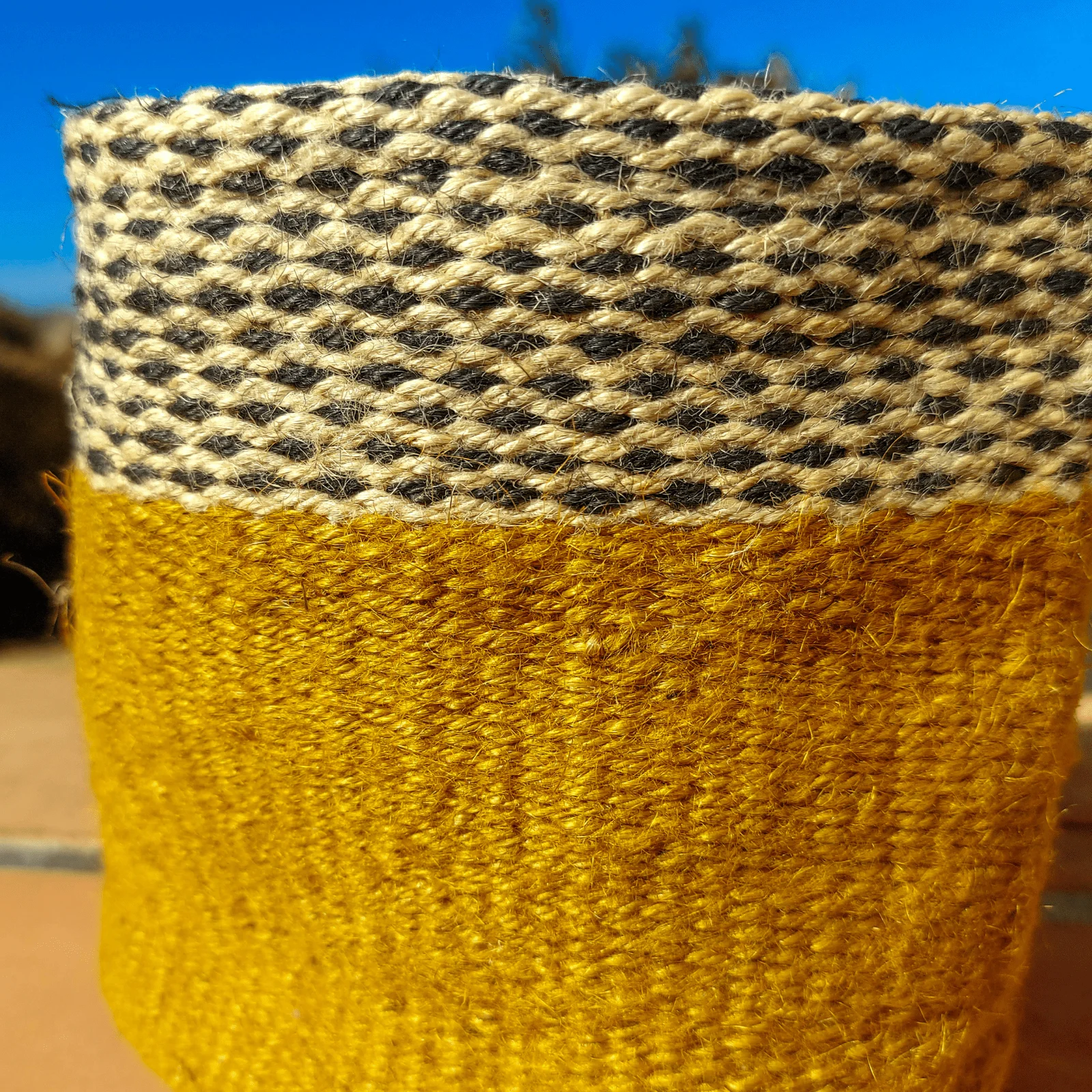 Multipurpose Handmade Jute Basket - Yellow - Image 3