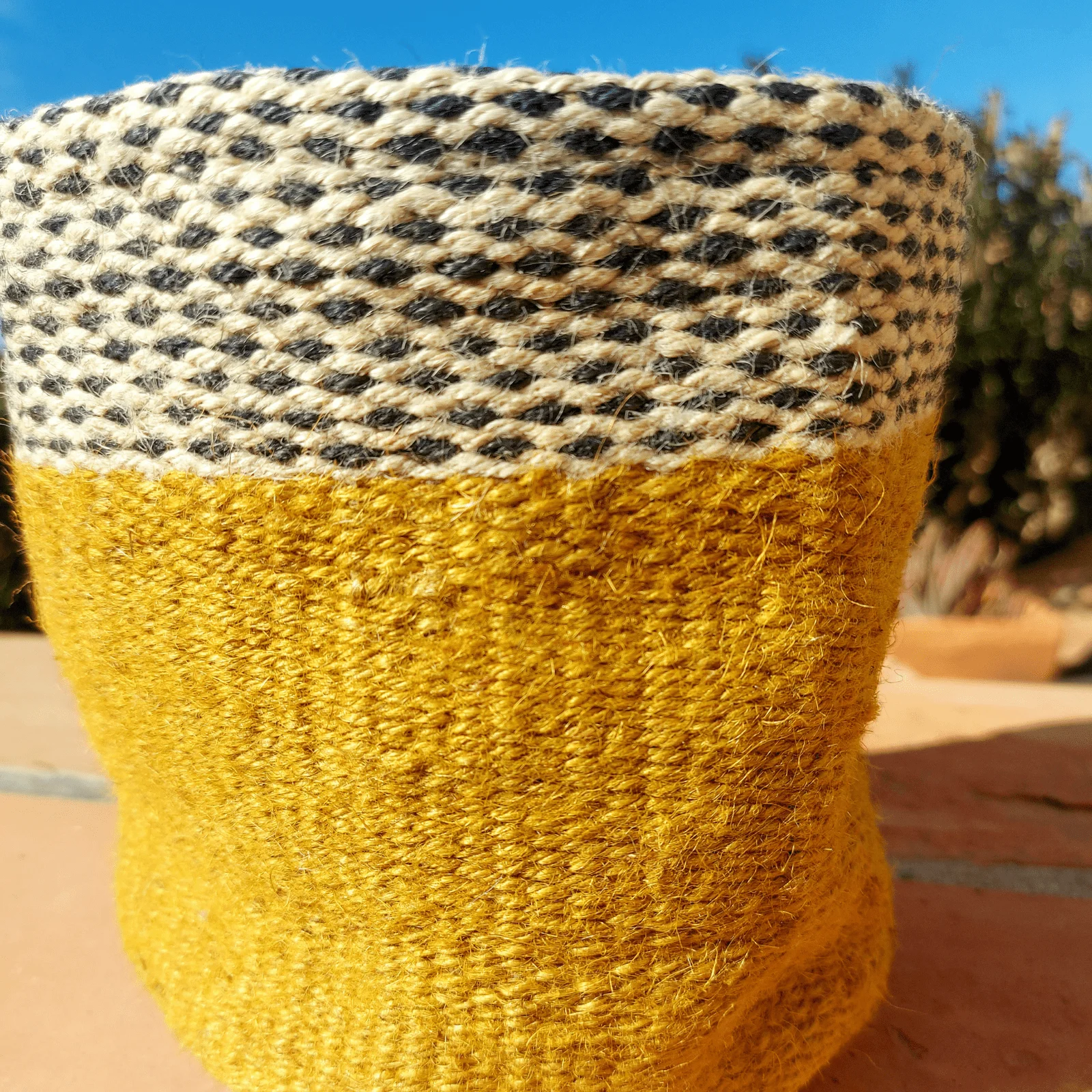 Multipurpose Handmade Jute Basket - Yellow - Image 5