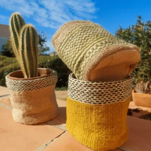 Cesta Multiusos de Yute hecha a mano - Amarilla