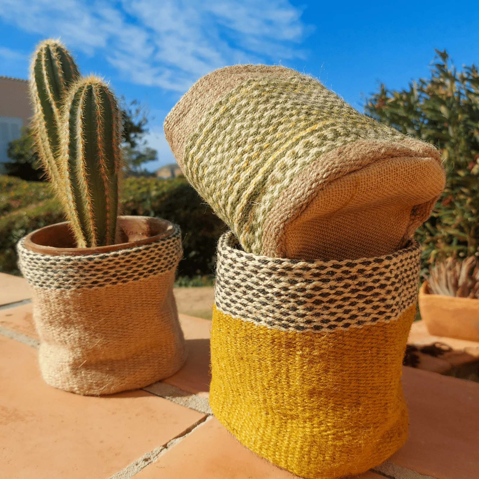 Multipurpose Handmade Jute Basket - Yellow