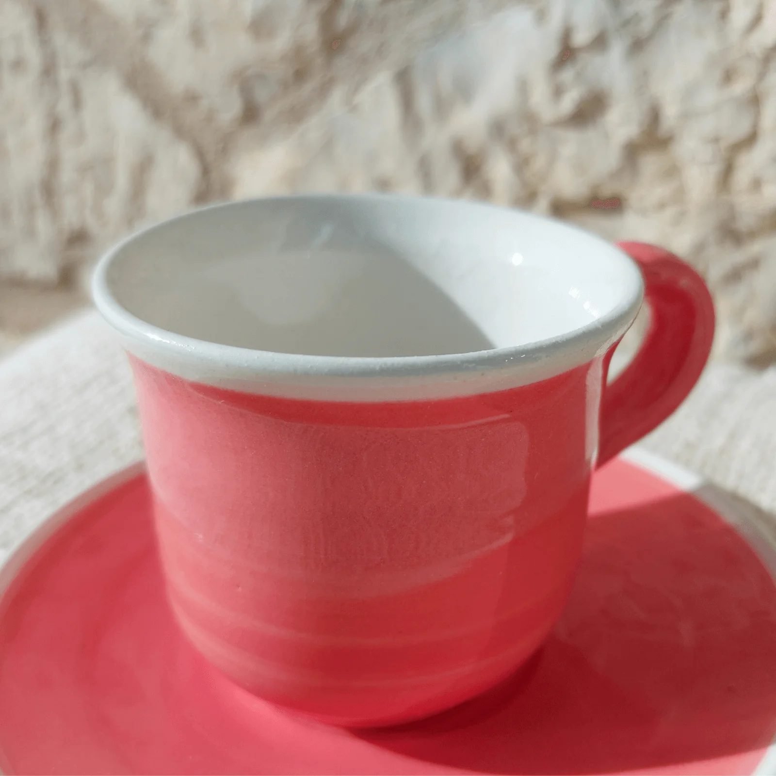 Juego de Café de Cerámica Artesanal - Color Coral - Imagen 6