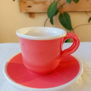 Juego de Café de Cerámica Artesanal - Color Coral