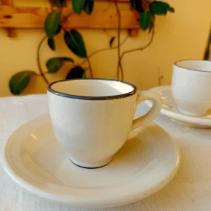 Juego de Café Cerámica Artesanal color crema