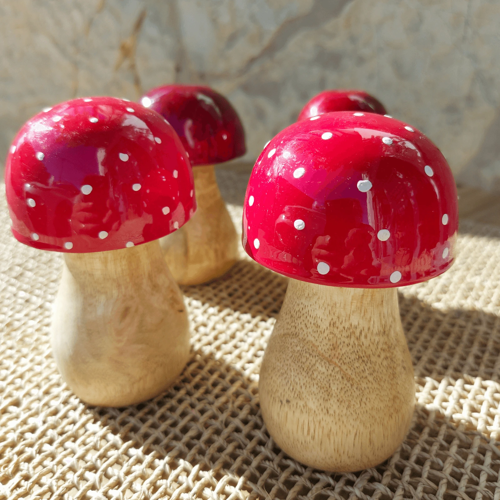 Decorative wooden mushrooms