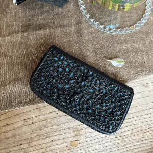 Wallet with blue background made of recycled plastics