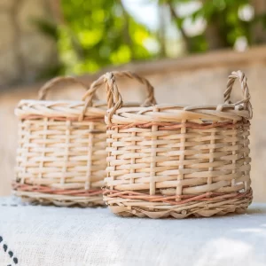 Set of 2 Round Wicker Baskets