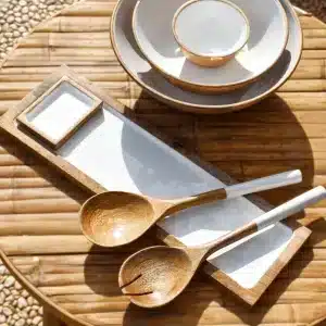 Conjunto Ibiza - Bandeja y Dip Bowl de Madera