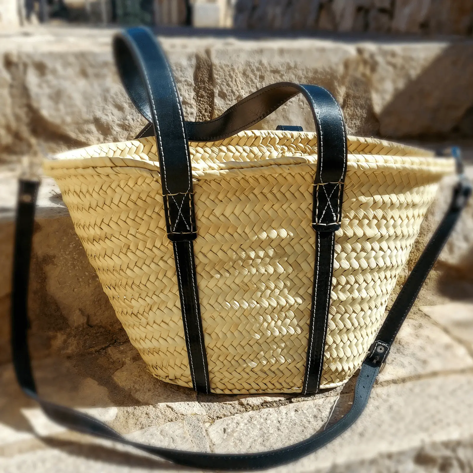 Basket bag with Double Leather Handle - Image 7