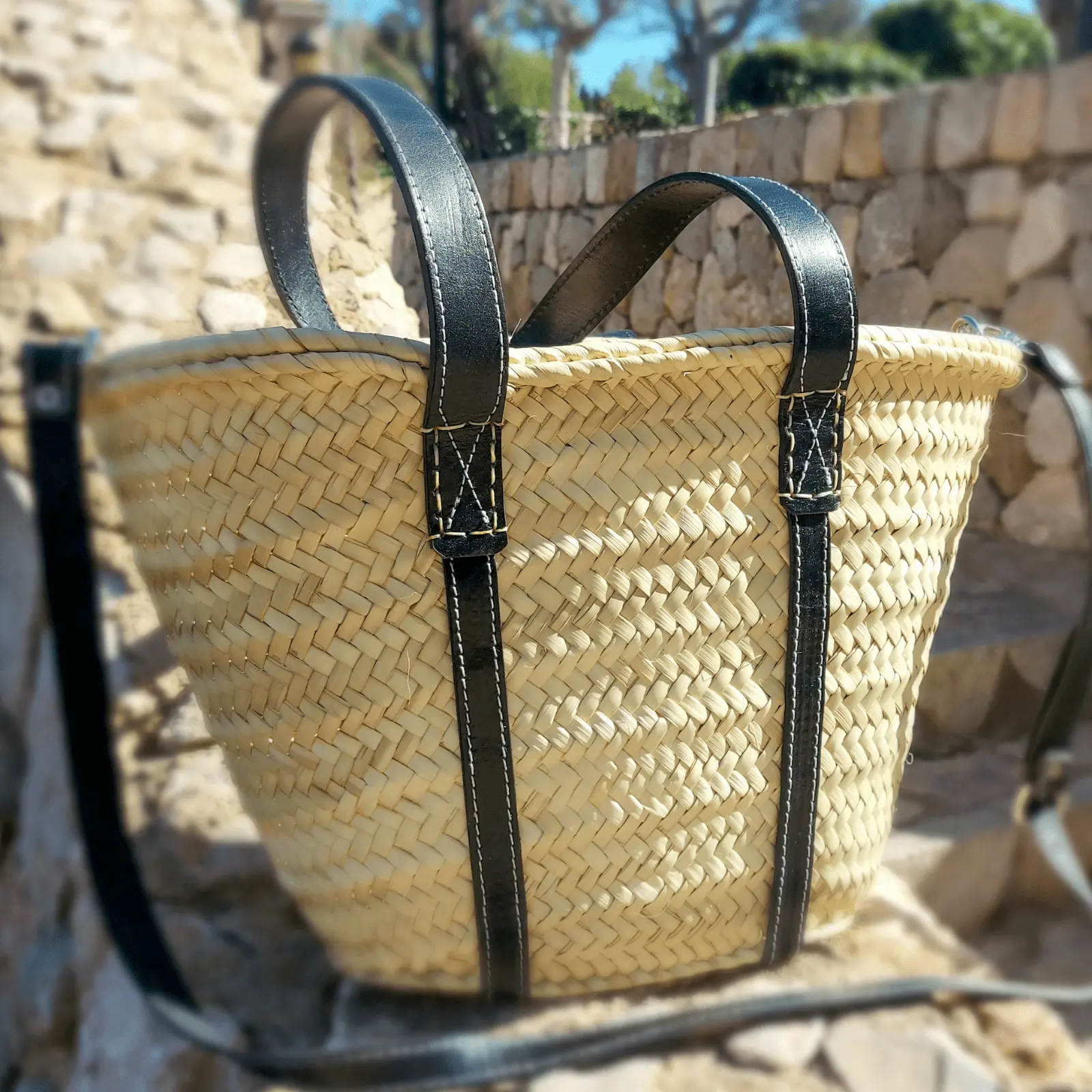 Basket bag with Double Leather Handle - Image 8