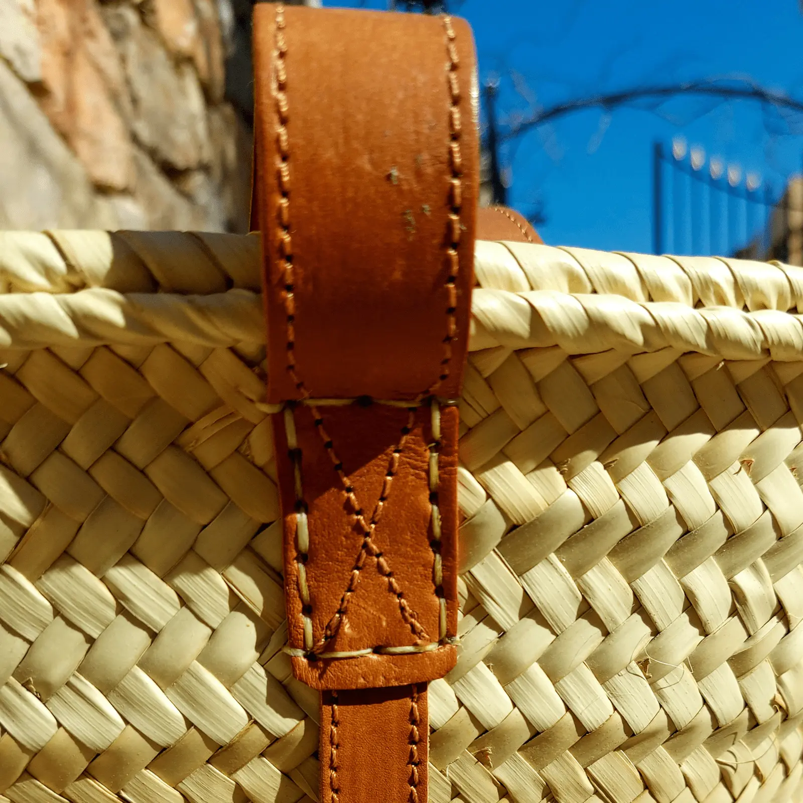 Basket bag with Double Leather Handle - Image 6