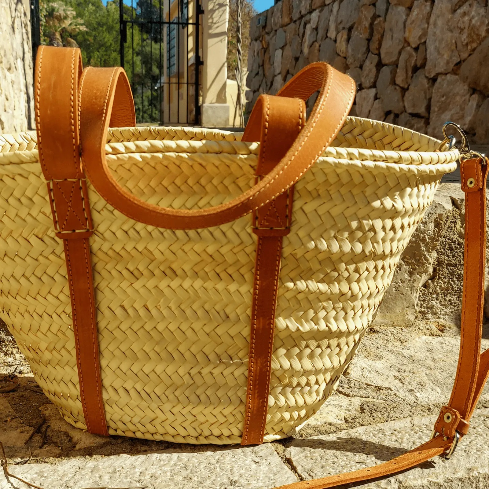 Basket bag with Double Leather Handle - Image 4