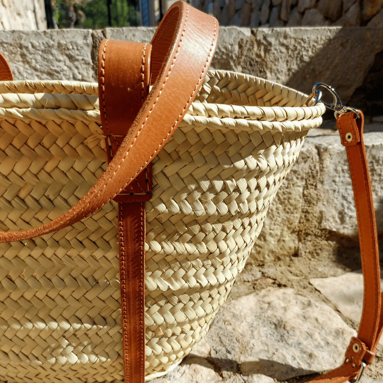 Basket bag with Double Leather Handle - Image 5