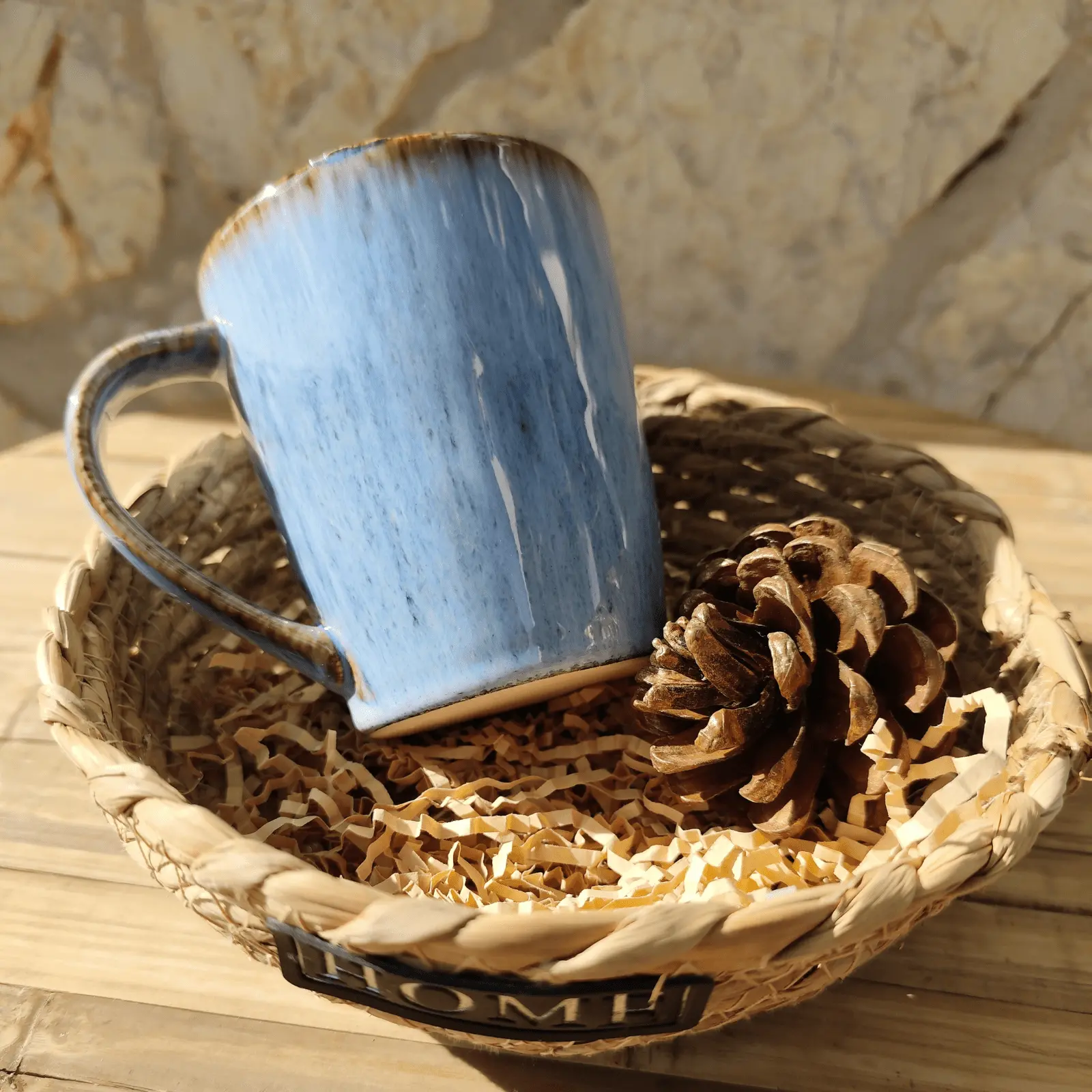 Cesta de Seagrass con Taza Grande en Color Gris Azulado - Imagen 3