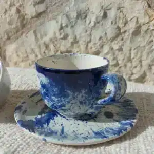 Conjunto Taza y Plato de Cerámica Artesanal