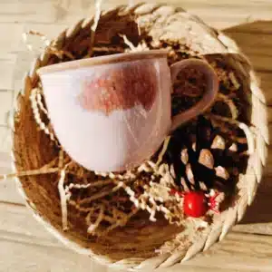 Cesta con Taza Grande en Color Rosa