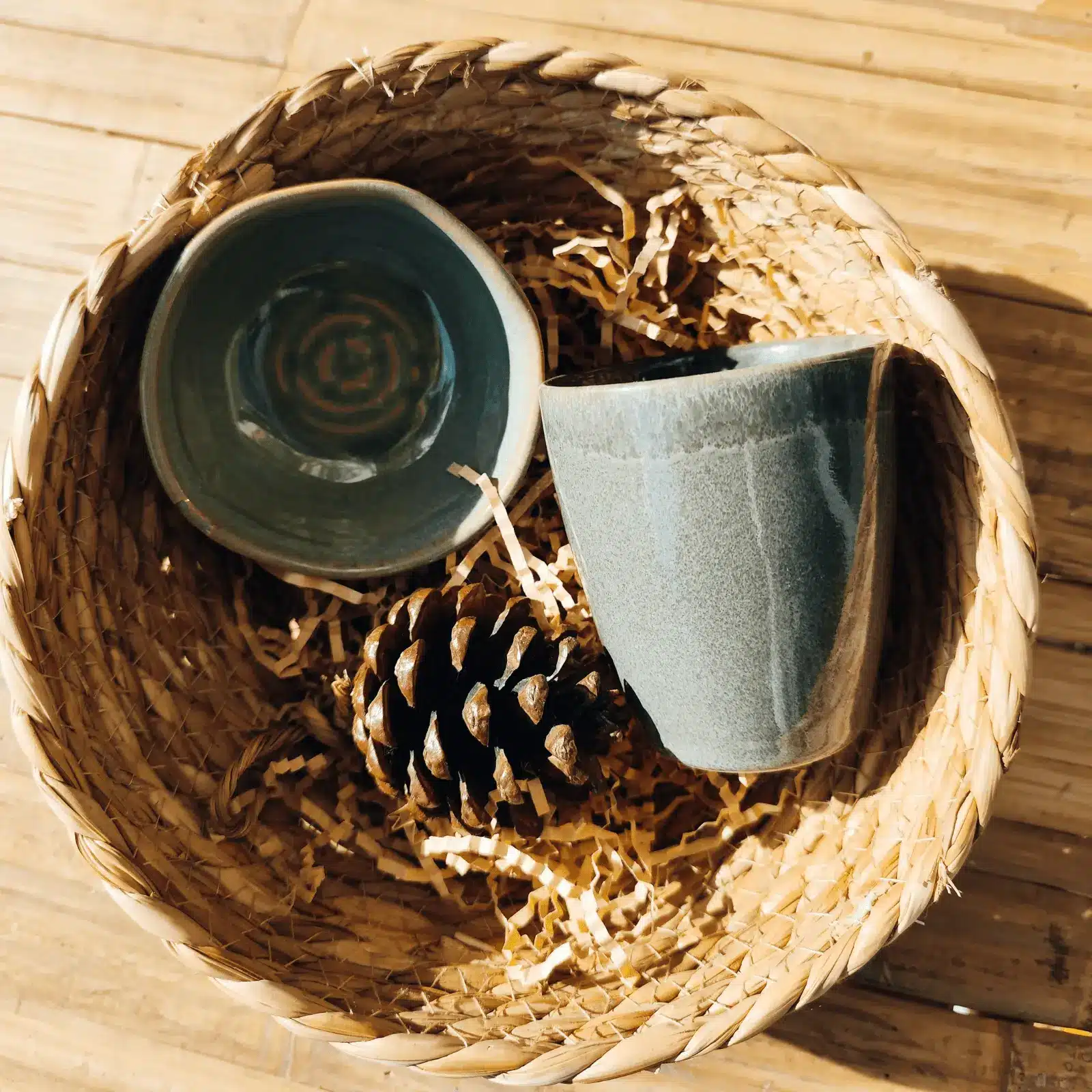 Gift Basket with Ceramic Cup and Bowl - Image 2