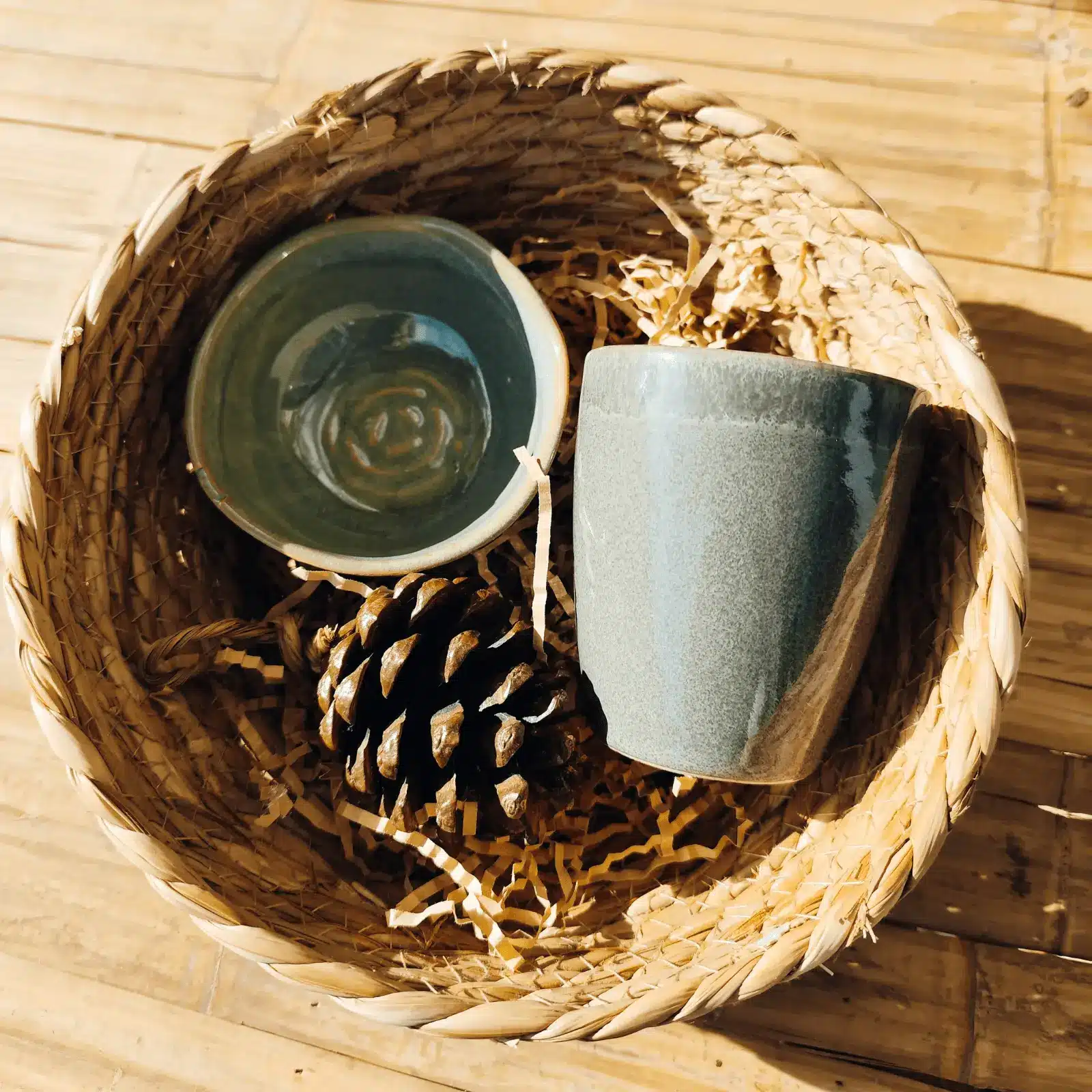 Gift Basket with Ceramic Cup and Bowl