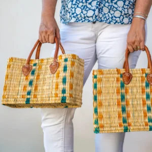 Rattan Baskets with Short Leather Handles – Various Models and Sizes