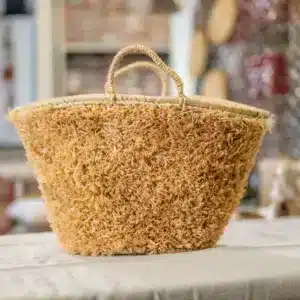 Palm basket with raffia